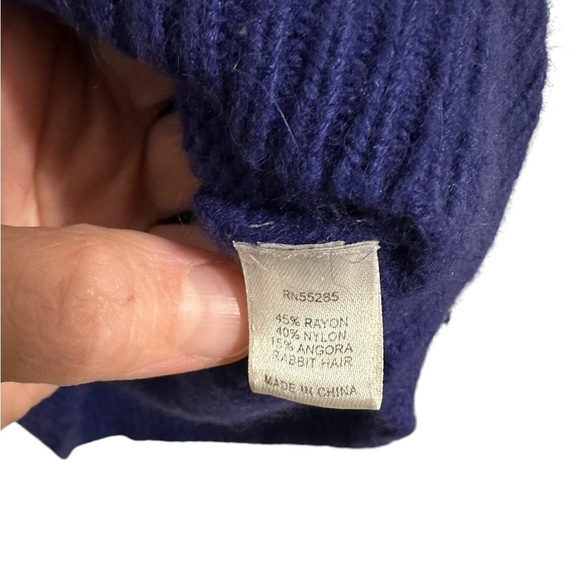 Express Angora Blend Blue Cowl Turtleneck Dolan Sleeve Sweater Small Oversized - Picture 7 of 8